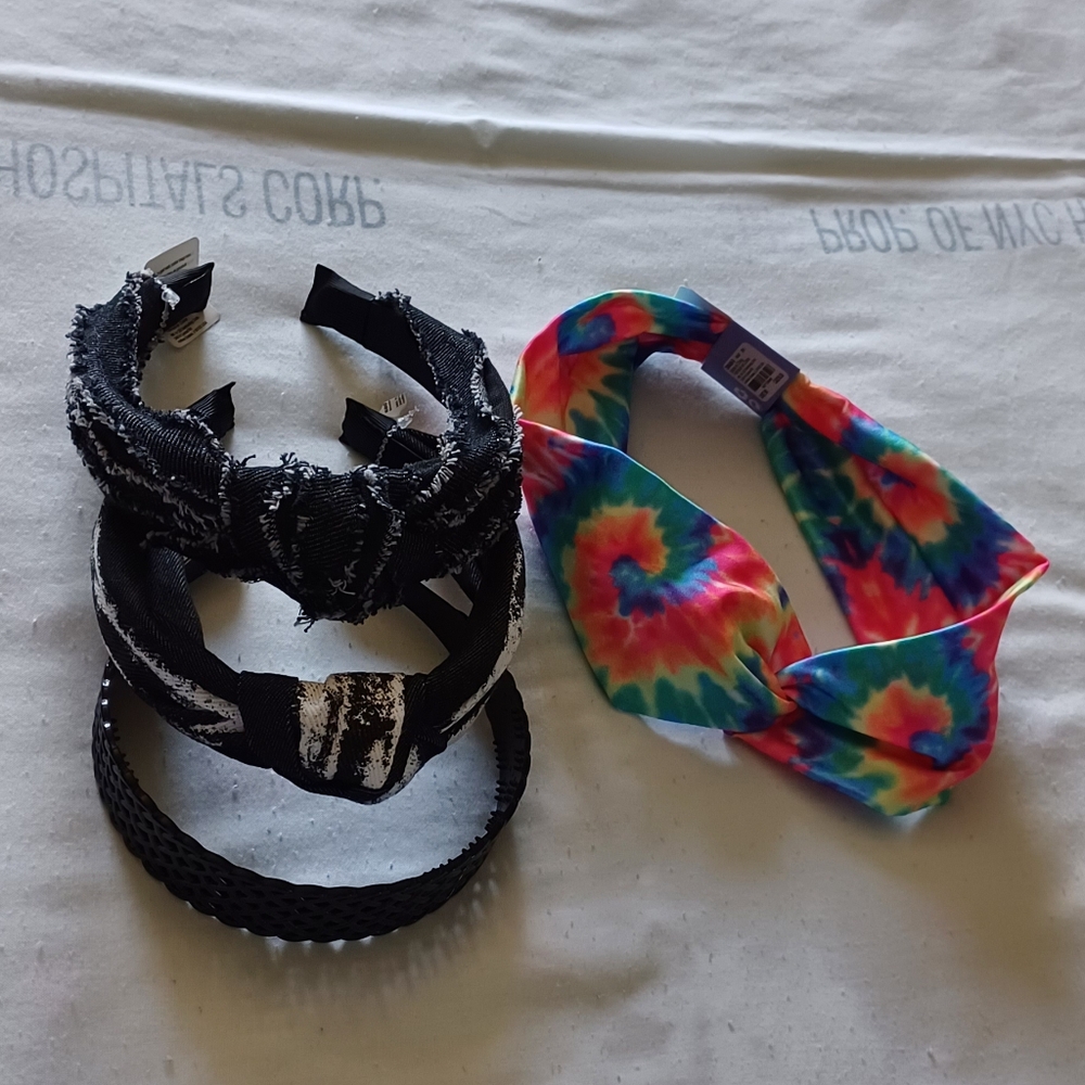 Claire's Tie-Dye and Black Headband Bundle NWT - Picture 1 of 4